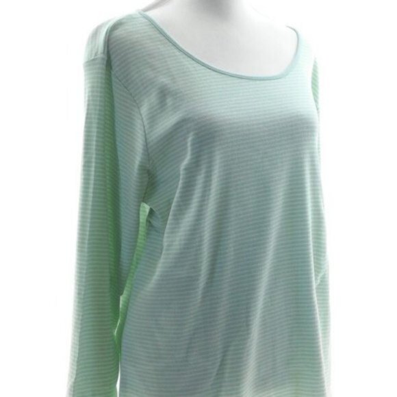 Levi's Tops - Levi's Women's Green & White Striped Long Sleeve Casual Top Size 4X